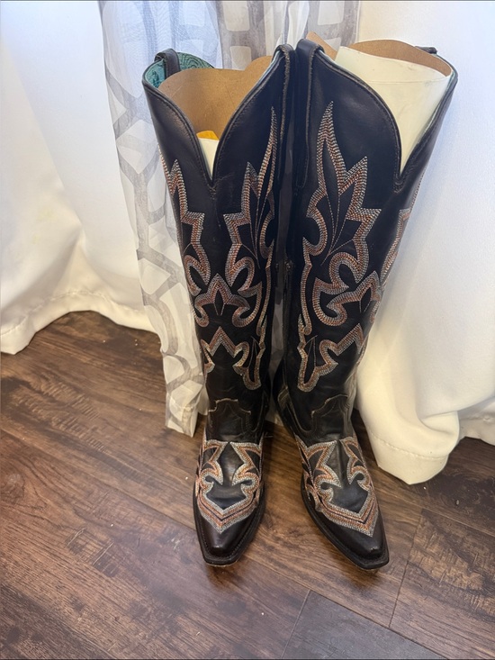Corral Boots Other - Black Leather Embroidered Western Cowboy Boots size 8